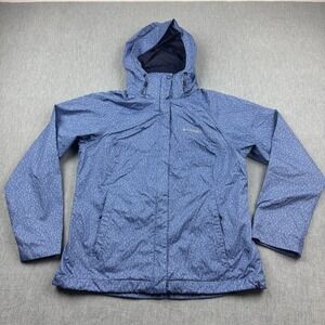 Columbia Jacket Womens Medium Blue Geometric Interchange 3 In 1 Packable Hood‎